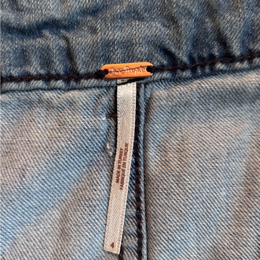 Free People Splendor in the Grass Denim Chambray Blue Paper Bag Skirt Size 4 - Picture 5 of 8